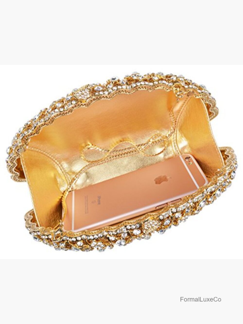 Crystal Rhinestone Evening Clutch with Chain Strap - Picture 5 of 6